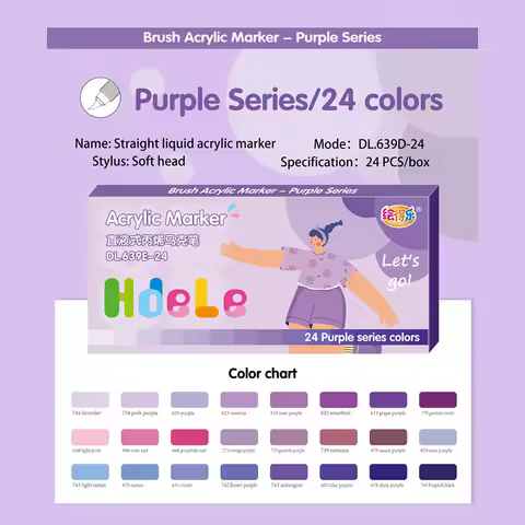 24 colors/box Direct-liquid Acrylic Color Marker, for Wood,Canvas,Glass,Fabric,Egg,Rock Painting DIY Crafts Colorful pens