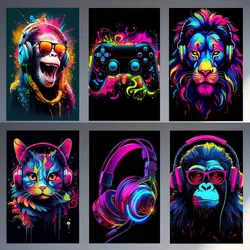 Gaming Canvas Print Vibrant Graffiti Art Posters for Game Room Decor Gamer Gifts Boys Bedroom Canvas Painting Wall Art Frameless