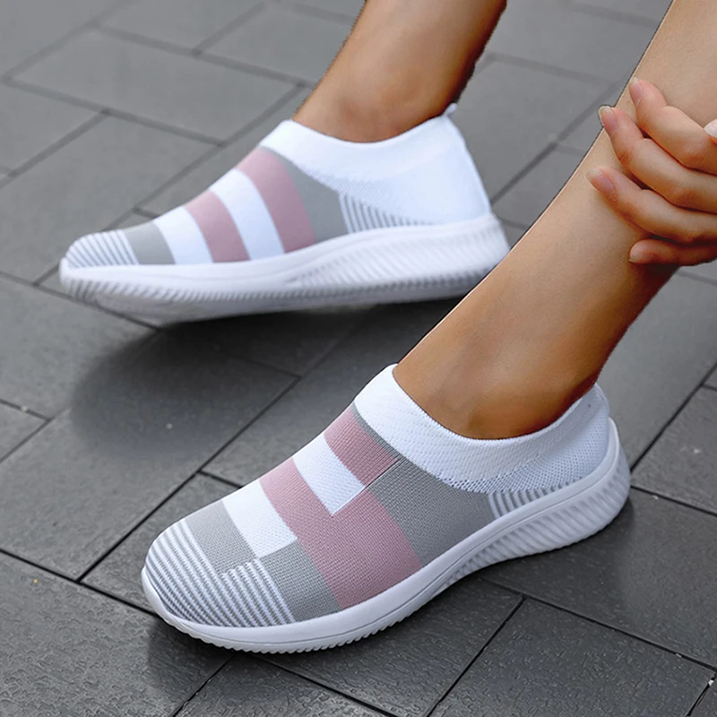 Casual Shoes Fashion 2024 New Sneakers For Women Plus Size Trainers Sneakers Women Slip On Sock Ladies Flat Shoes Shoes Women