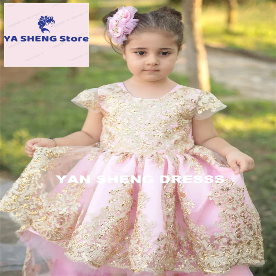 زهرة زين أنيقة فاخرة الأميرة فستان التواصل الأول طول الأرض الكرة الطويلة زهرة فتاة ثوب مخصص