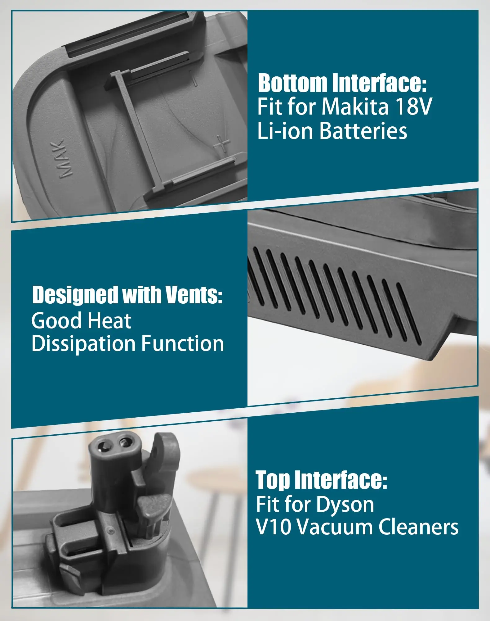 Adaptador de bateria mt18v10 para dyson v10 para makita 18v bateria de lítio convertendo para aspirador de pó ciclônico animal dyson v10