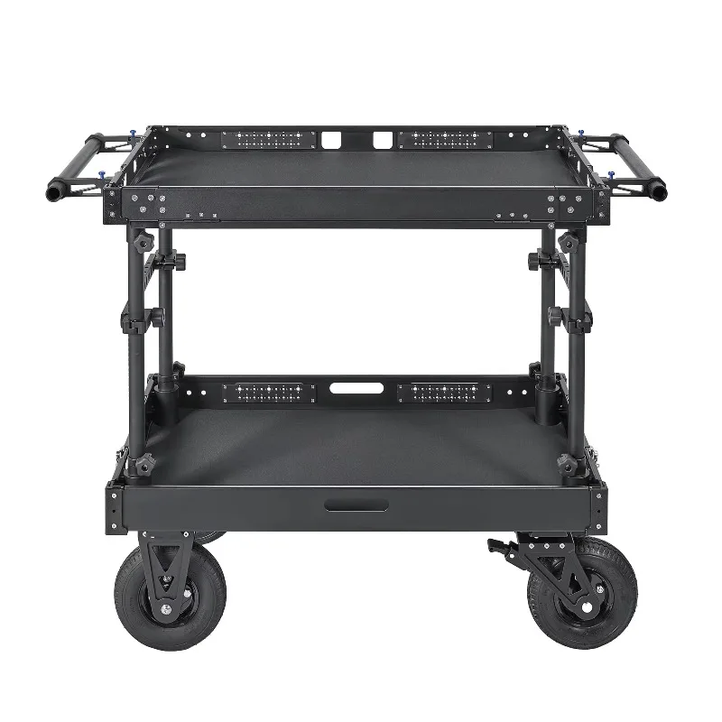 

300KG Payload Video Production Camera Cart Collapsible Mobile Workstation 8 Inch Wheel Director Cart