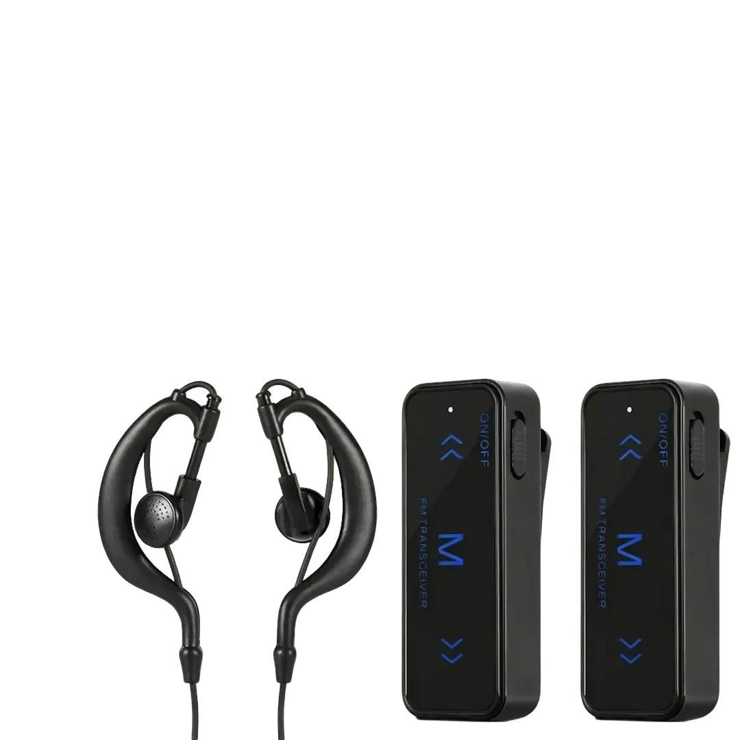 Mini Walkie Talkie 400-470MHz Jangkauan Jauh Radio Dua Arah dengan Headset Earpiece & Pengisian Daya USB, Satu Set Pasangan untuk Salon Restoran