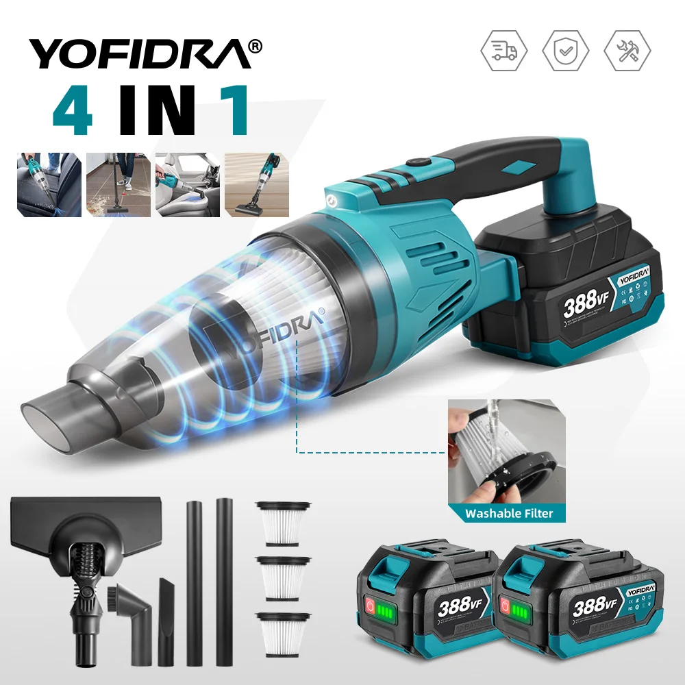Yofidra 1500W Cordless Tenuto In Mano Aspirapolvere Elettrico Multi-funzione Cleaner Casa Auto Strumento Per Capelli di Animali Domestici Per Makita 18V Batteria