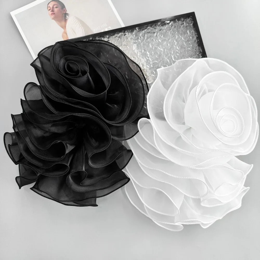 New Multi-Layered Chiffon Rose Flower DIY Puffy 3D Chest Flower Pleated Handmade Clothing Decoration Corsage