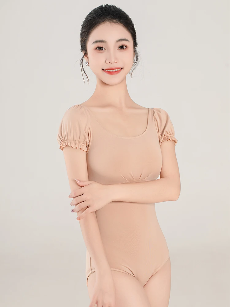 

Women's French Princess Collar Ballet Leotard with Bubble Sleeves Adult Gymnastics Performance Yoga Costume Practice Dress