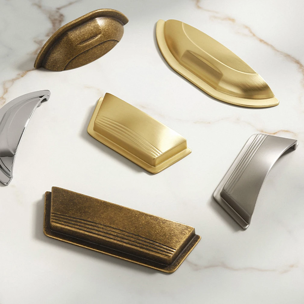 Vintage Zinc Alloy Cabinet Furniture Knobs Cupboard Door Drawer Handles Hardware Accessories Antique Brass Shell Pulls ﻿