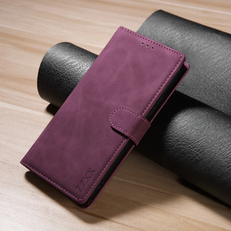 Funda con tapa y ranuras para Samsung Galaxy S23 rojo vino