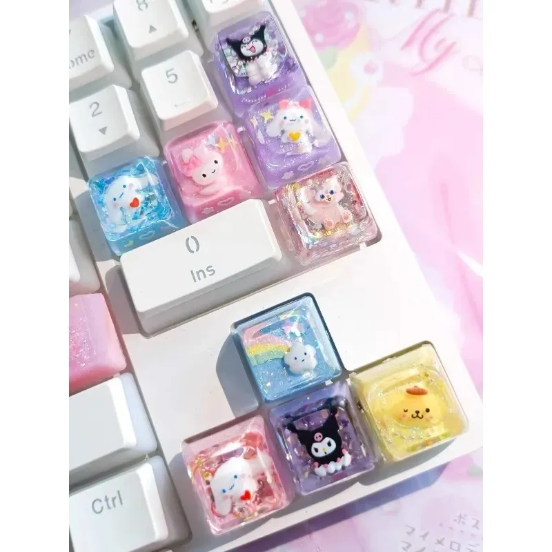 

Kawaii Sanrio Cinnamoroll Kuromi Pochacco Anime Customized Mechanical Keyboard Keycap Delicate Cartoon Festival Birthday Gift