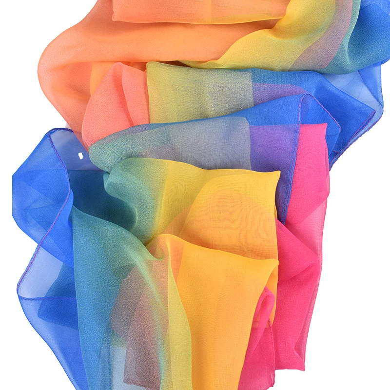 2023 Spring/Summer New Three Color Gradient Silk Scarf 75 * 180 Georgette Long Scarf