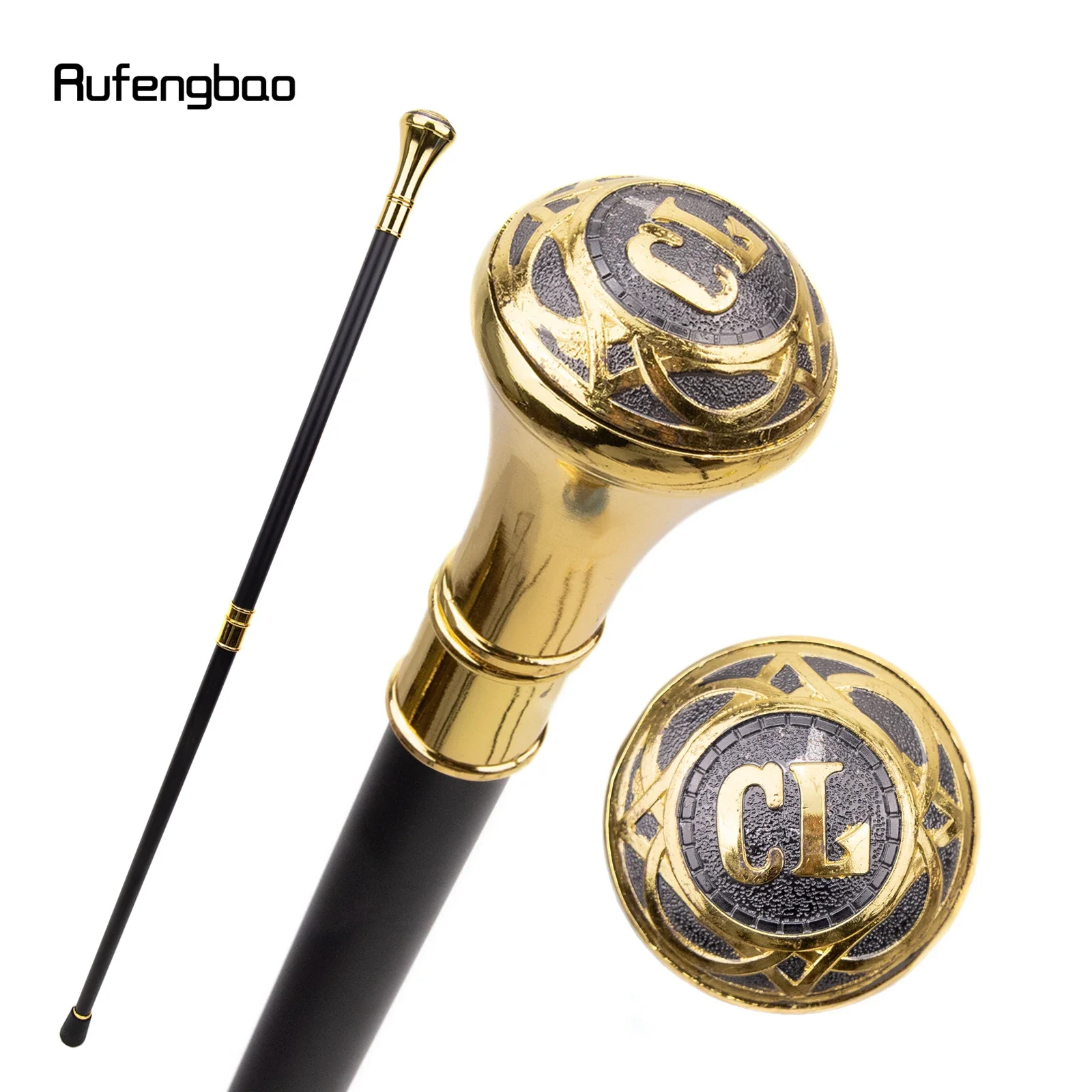 Golden Freemasonry Freemasons CL Totem Relief Walking Cane Fashion Walking Stick Gentleman Crosier Knob Walking Stick 93cm