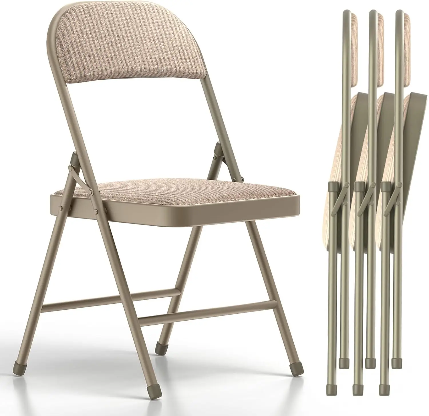 4 Pack Folding Chairs, Fabric Dining Chair Set with Padded Cushion and Back, Indoor Outdoo Seat for Home Office Events