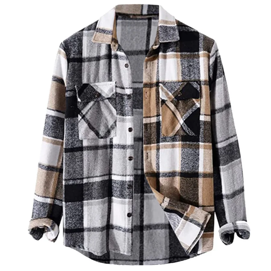

New Unisex Couple's Woolen Coat with Large Color-blocking Plaid – Fashionable for Going Out in Autumn and Winter vetements homme
