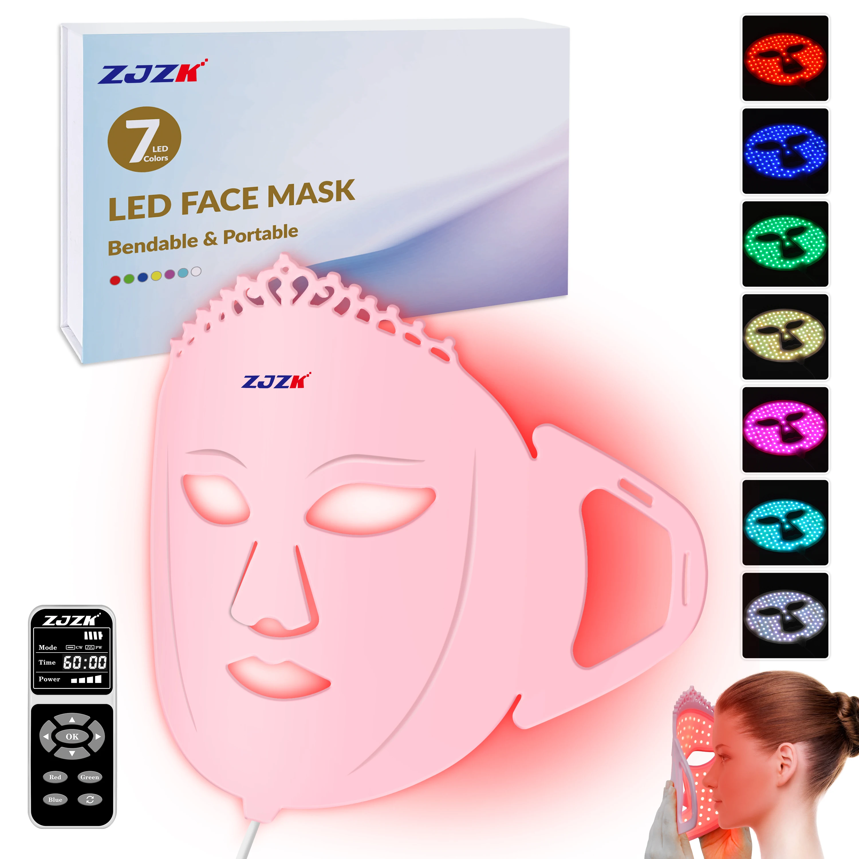 

ZJZK Anti Aging Light Therapy LED 7 Color Skin Rejuvenation Pdt Medical Grade Cold Laser Therapy Device For Dogs Dermatitis