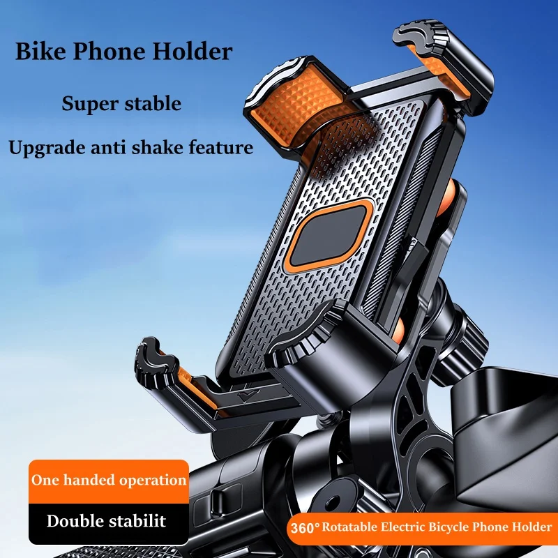 

Bike Phone Holder,Stable Adjustable 360° Rotatable Phone Holder Handlebar Stand One Hand Operation GPS Clip For Motorcycle