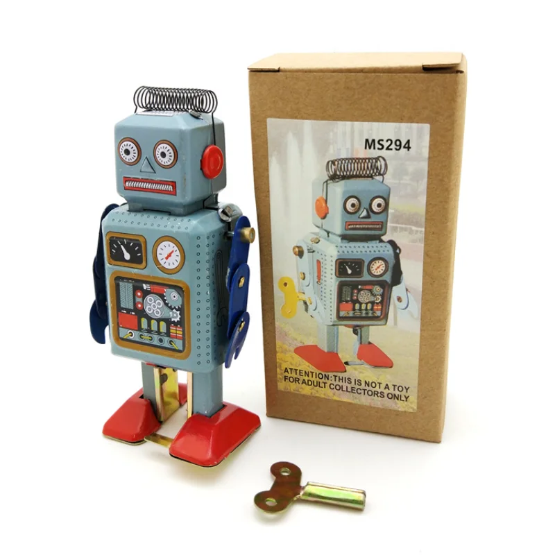

Vintage Mini Tinplate Worker Robot - Retro Industrial Decor for Bars Shops Cafes, Home decoration, Boys Crafts Gift Collections