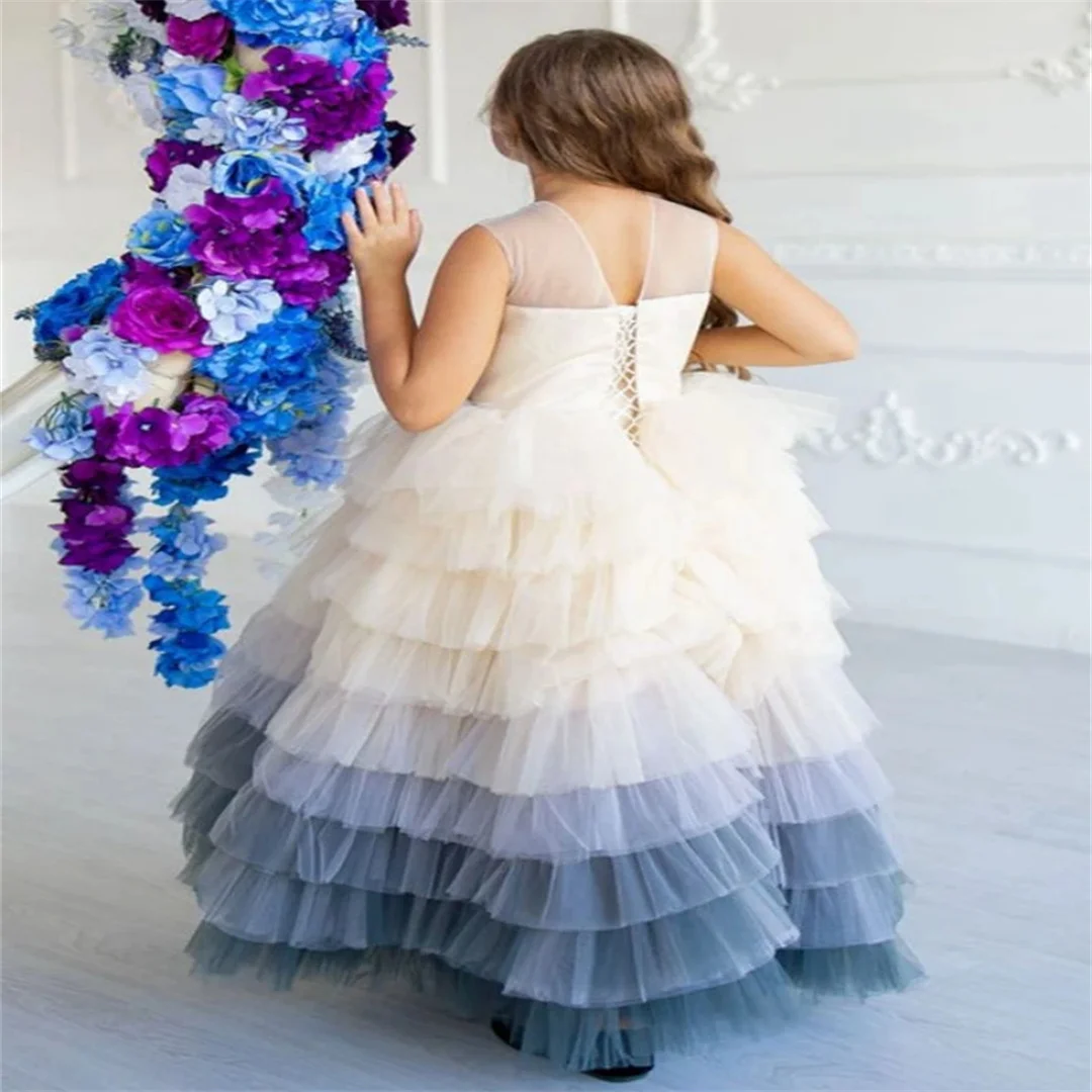 Flower Girls Wedding Dresses Tulle Performance Ball Girl Appliques Decorative Holy Communion Dresses