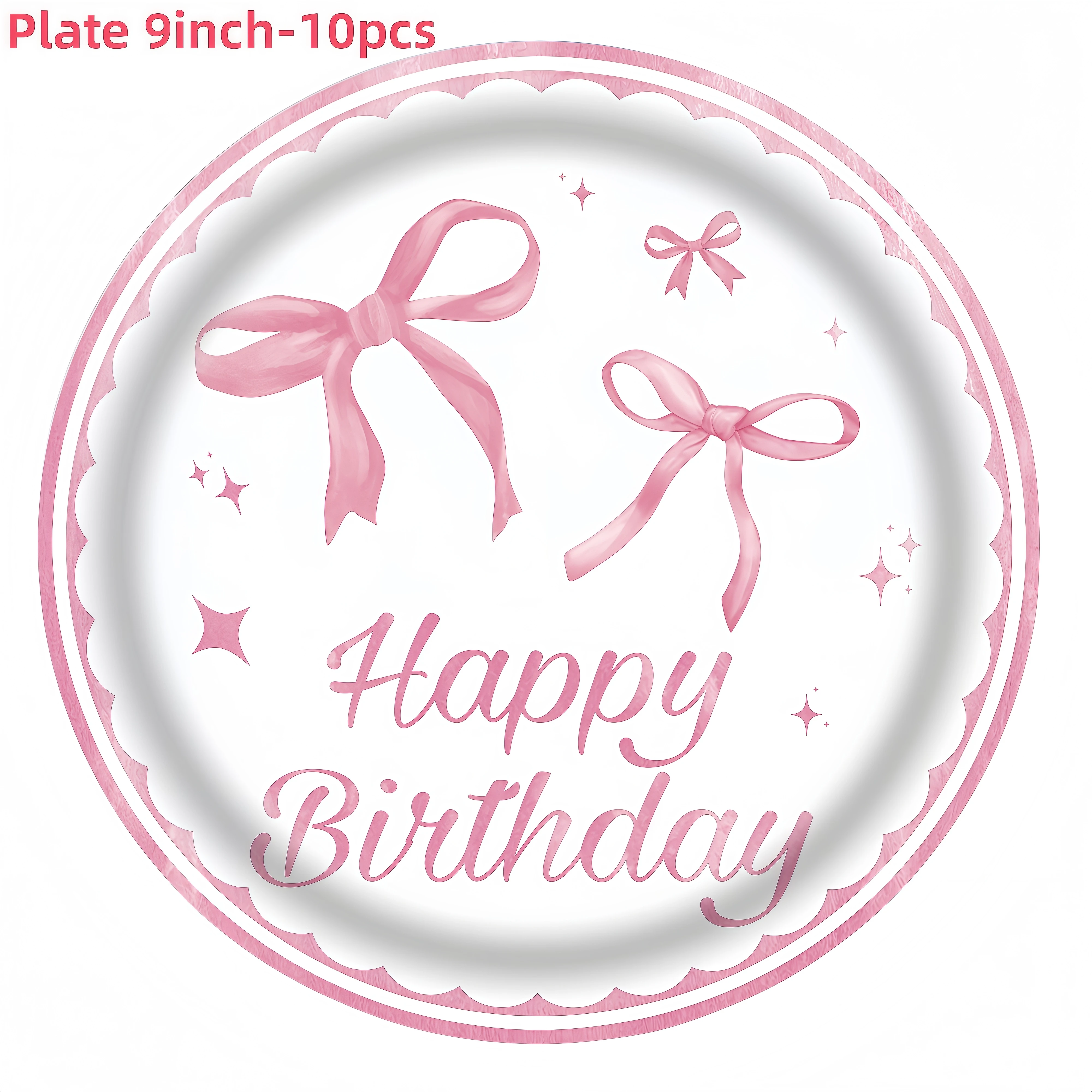 Rosa Schleifen-Geburtstagsparty-Dekorationsset, Pappteller, Becher, Servietten, Mädchen-Partyartikel, Gastgeschenke für Kinder, Babyparty – Detail 8