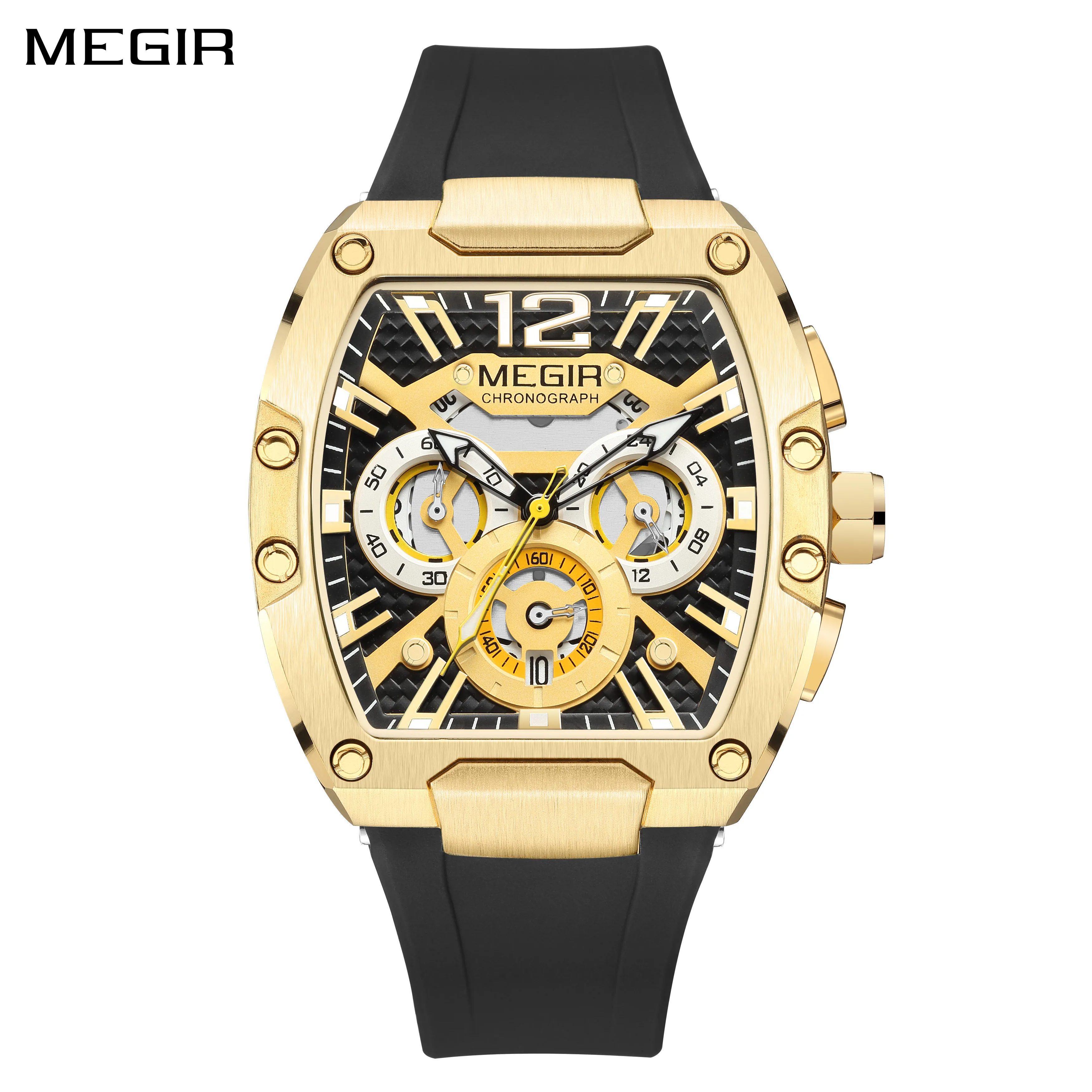 MEGIR New Men\'s Watches with Chronograph Luxury Sports Quartz Watch Waterproof Luminous Hands Large Dial Wristwatch Auto Date