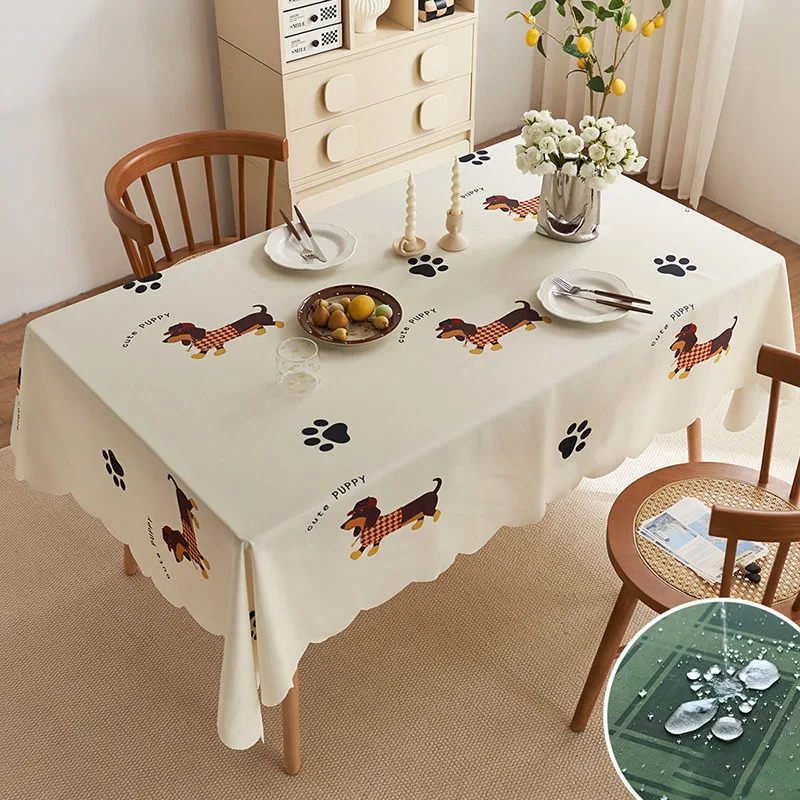 Cartoon Printed Decorative Desk Tablecloth Waterproof Skin-Friendly Table Cloth for Dining Wear-Resistant Cloth Towel for Home