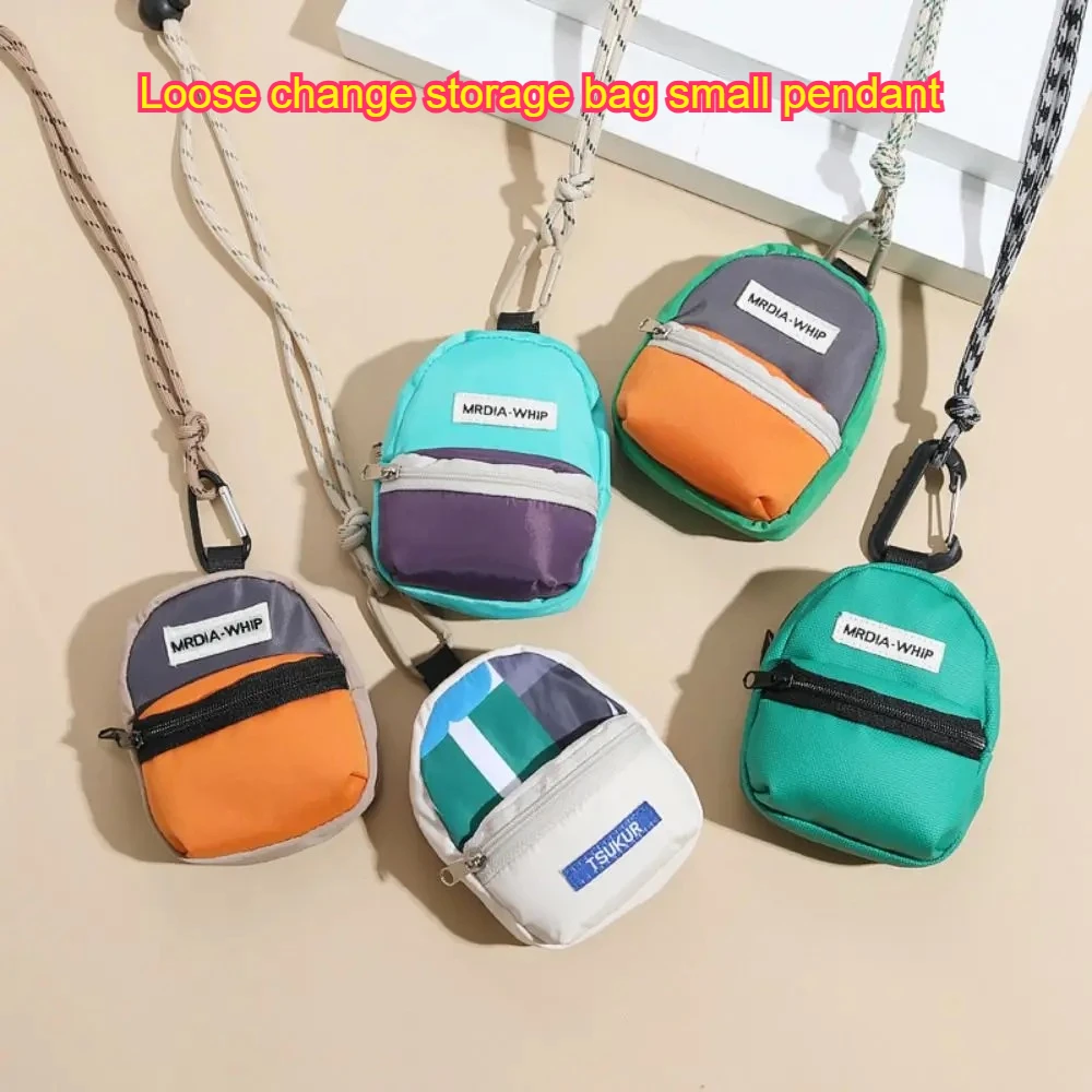 Mini Neck Hanging Coin Purse, Portable Contrasting Color Change Storage Bag