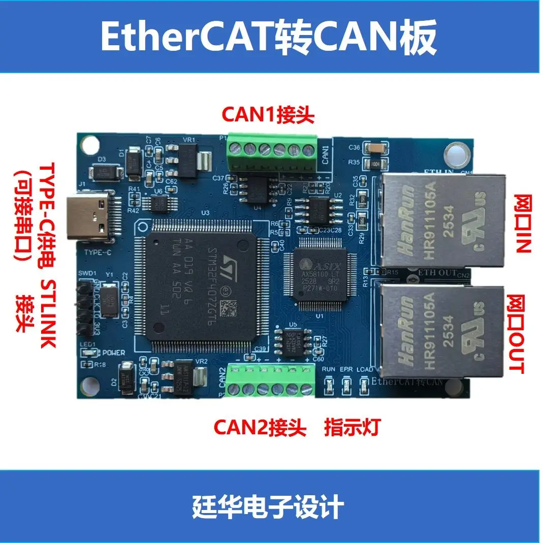 EtherCAT to CAN MIT joint control STM32 + AX58100 parallel port