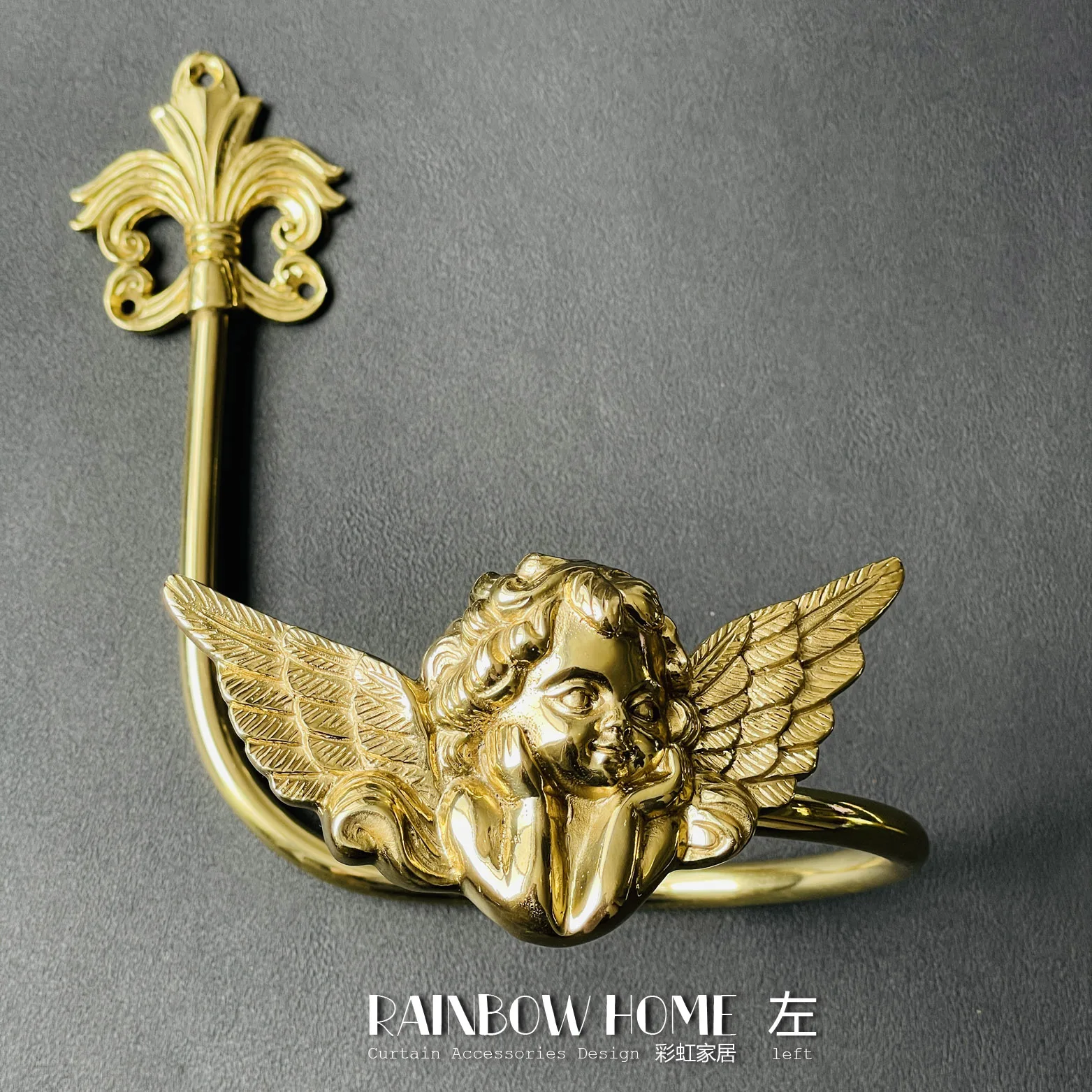 

Handmade lost wax method angel wings brass curtain hook wall hook strap hook light luxury living room bedroom European American