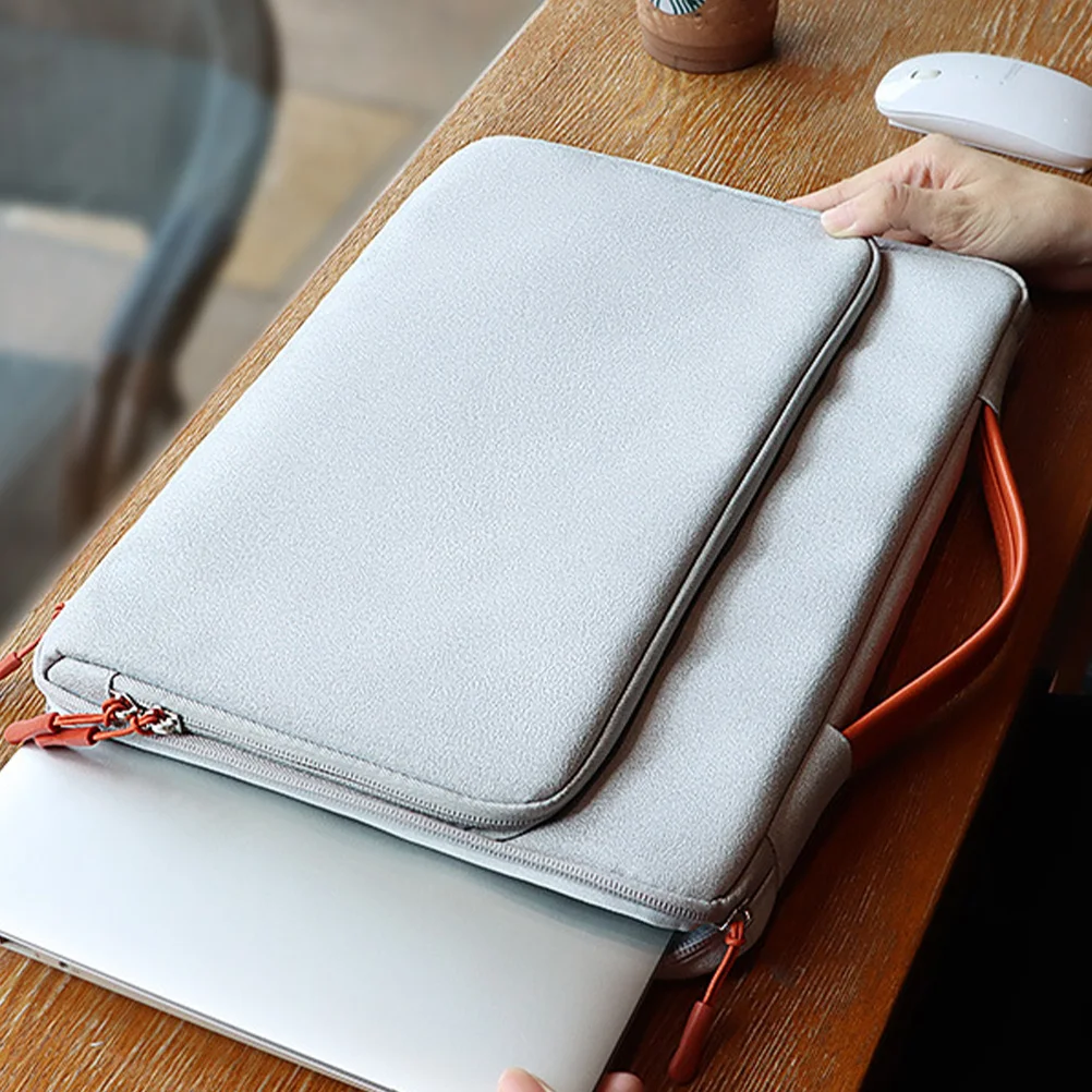 

1pc Waterproof Laptop Bag Protective Sleeve Pouch Portable Travel Case Light Grey Scratch Wear Resistant Dustproof for