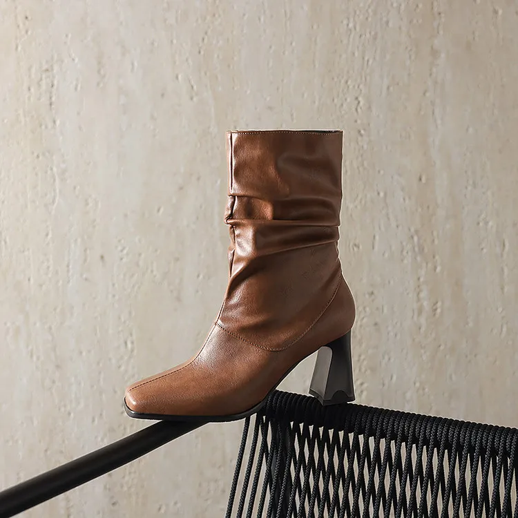 

High quality autumn and winter women's shoes Thick Heel womens fashion boots Square toes simple and elegant Comfortable