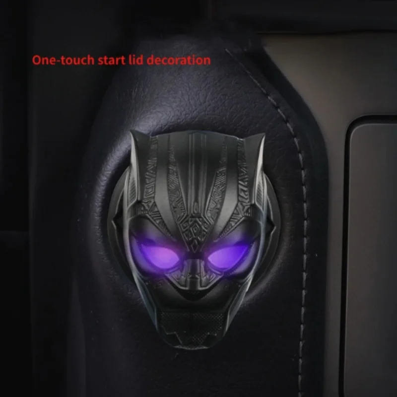 Black Panther One Click Start Button Protective Cover Sticker Car Interior Ignition Switch Metal Decorative Sticker