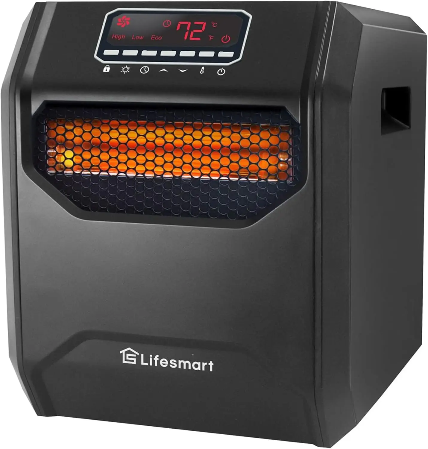 1500 Watt High Power 3 Mode Programmable Space Heater with 6 Quartz Infrared Element, Remote, and Digital Display, Black