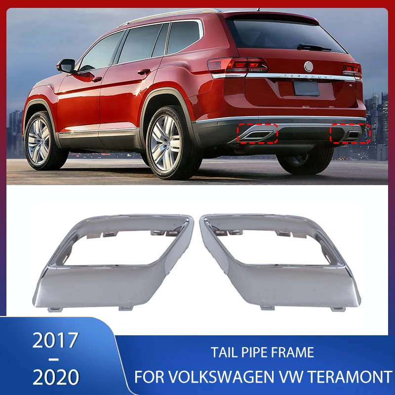 Rear Bumper Muffler Trim Exhaust Tail Pipe Cover Frame For Volkswagen VW Teramont 2017 2018 2019 2020