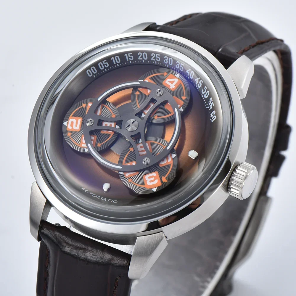 Orologio meccanico automatico Miyota 42mm Orologio da uomo di lusso Triple Roulette Orologio con quadrante con tempo di svolta OUMASHI Orologi di fascia alta