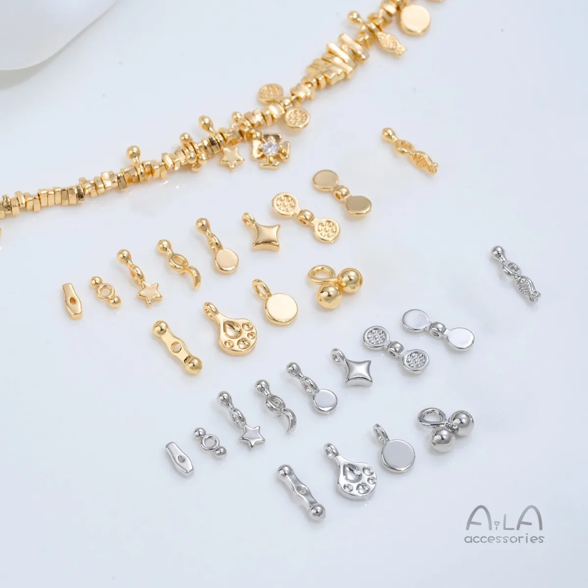 Brass Gold Plated Star Moon Fish Spacer Beads Paw Round Tag Charms DIY Bracelet Necklace Jewelry Findings