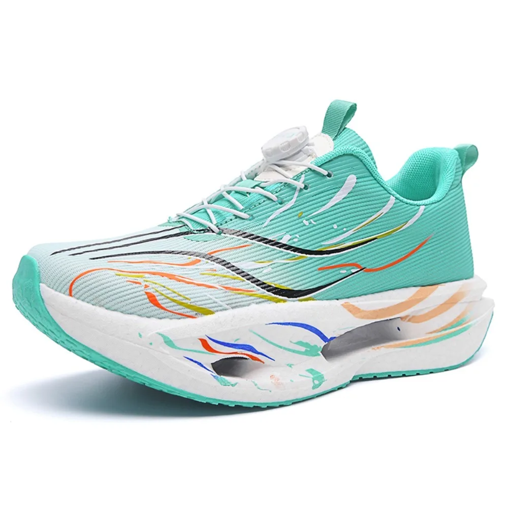 

2026 Men Sports Speciality Running Shoes Rotating Buckle Marathon Breathable Lightweight Comfortable Athletic Nonskid Sneakers