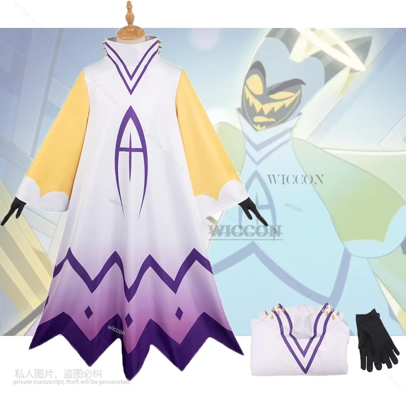 Hazbin Adam Anime Cosplay Costume pour hommes, vêtements doux d'hôtel, blanc, jaune, violet imbibé, fête d'Halloween, adulte