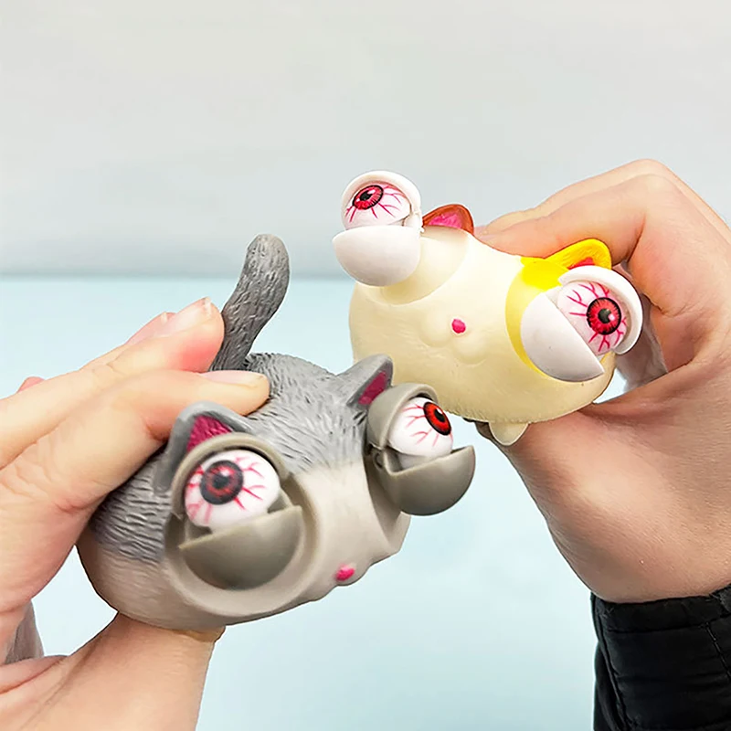 Cat Toy Creative Boost Eyes Popping Squeeze Adult Children Animal Anti-stress Gifts Tricky Doll Decompression Vent