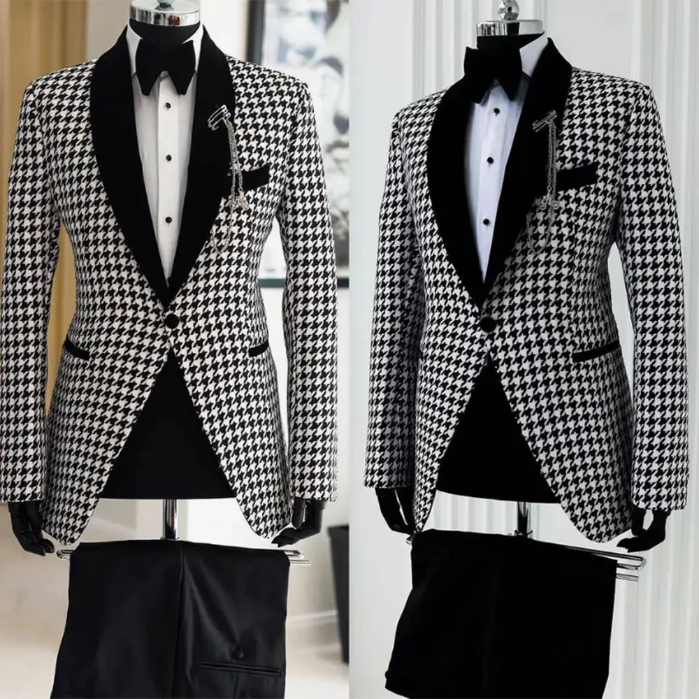 

Elegant Men's Suits 3 Pieces Jacket Pant Vest Sets High Quality One-Button Shawl Lapel Male Outfit Customize Suits Prom Clothing