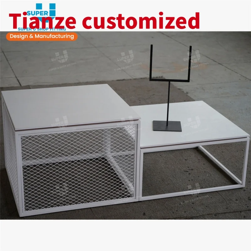 

(customized)U Metal White Nesting Table Display Racks Showroom Product Display Furniture Retail Store Table Display Fixtur