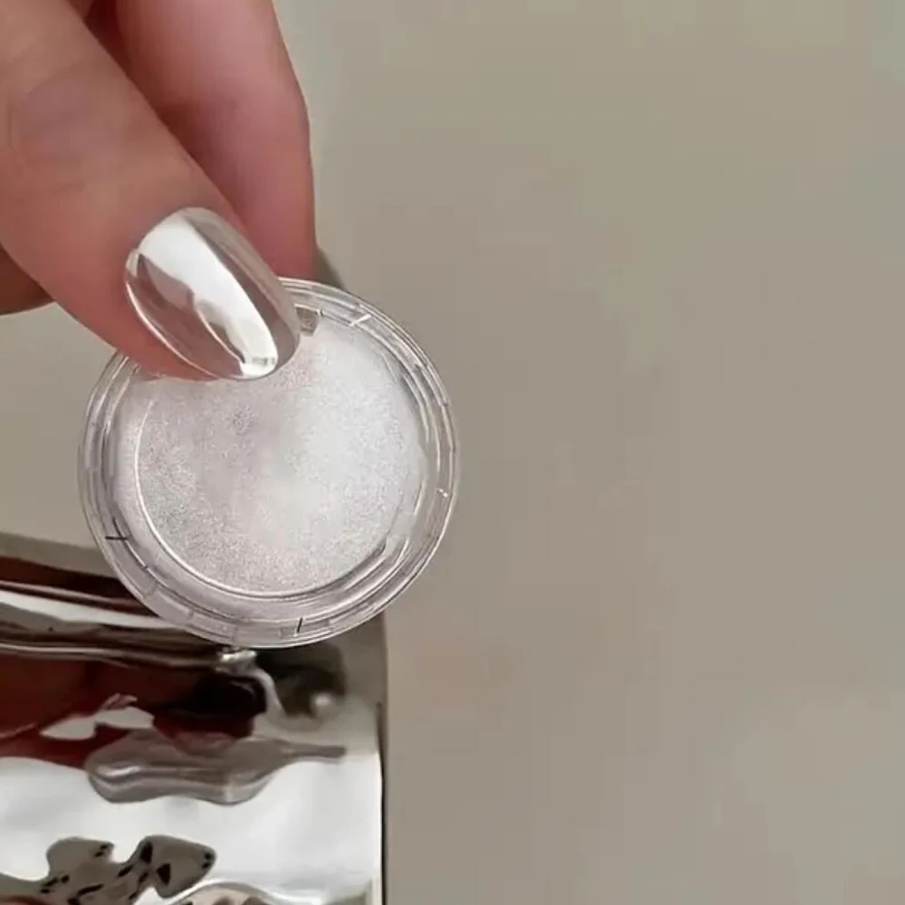1 tarro de 0,5g, espejo metálico, polvo cromado para uñas, láser, plata, blanco, pigmento para frotar uñas, esmalte de Gel UV, decoración artística de uñas