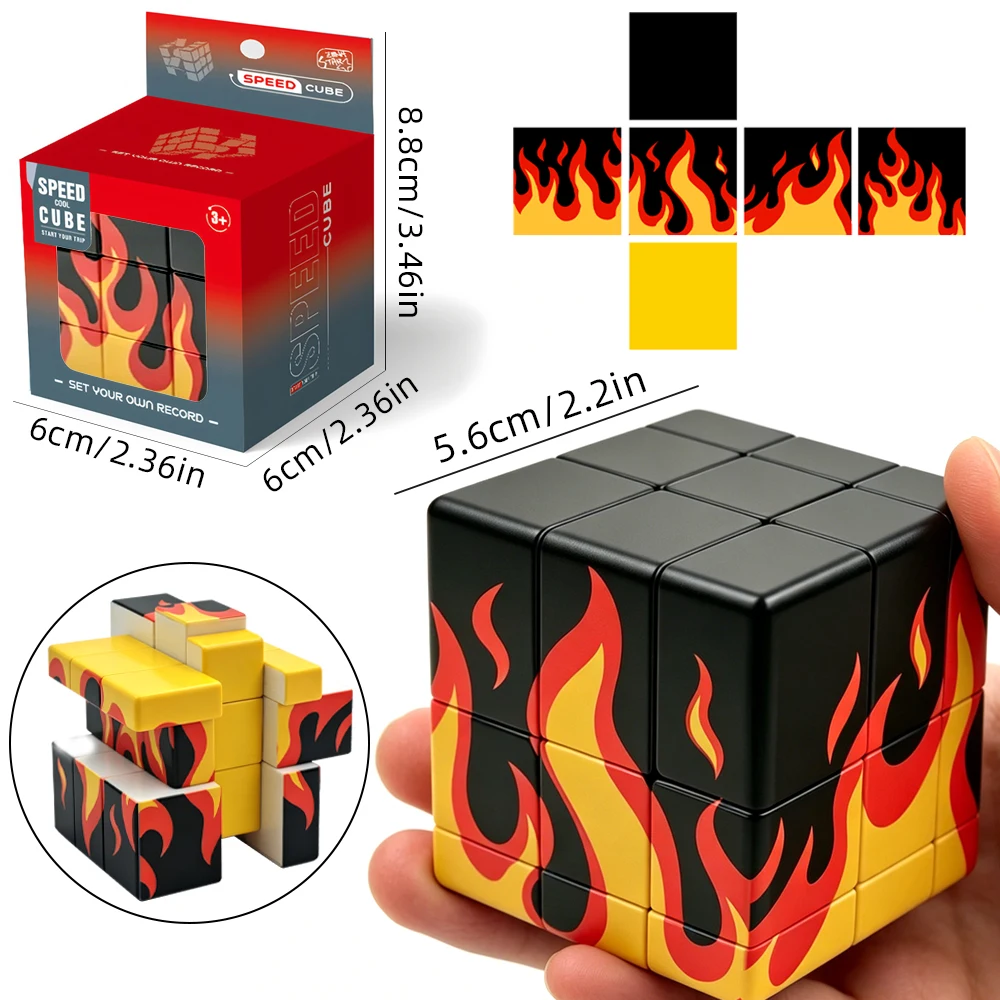 Fire Mirror 3x3 Speed Cube Puzzle Toy，Challenge Game for Kids And Students，Decryption Game, 3D Puzzle, The Best Holiday Gift