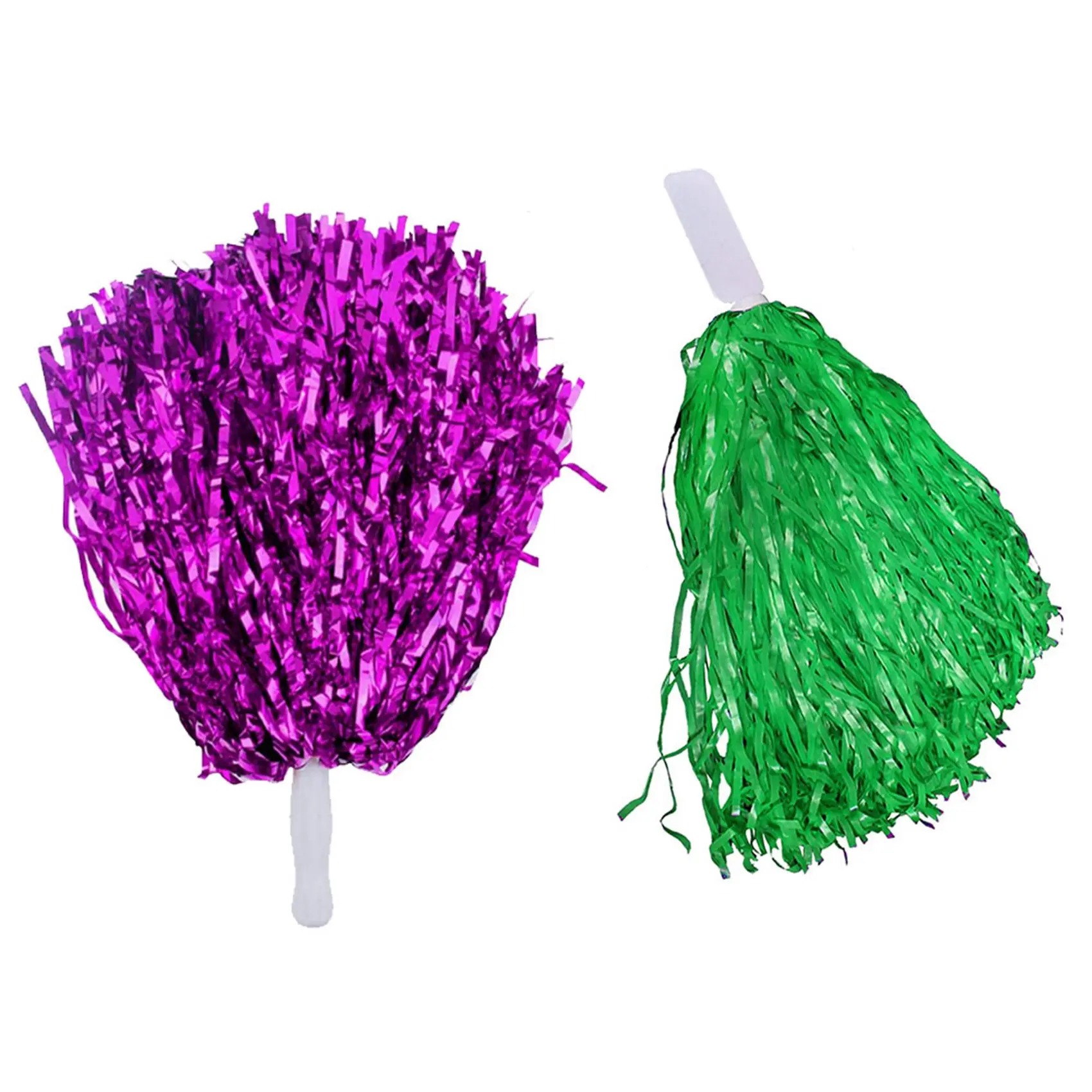 

RTSHE-48 Pcs Cheerleading Pom Poms Metallic Foil Cheer Pom Poms With Plastic Handle, 24Pcs Purple & 24Pcs Green