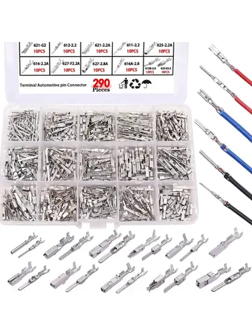 290PCS Auto Filo Terminale Spille Connettori 1/1.5/1.8/2.2/2.8/3.5mm Spille del Connettore Terminale Auto Elettrico Maschio Femmina Perni A Crimpare