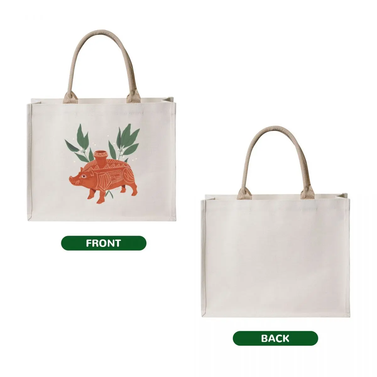 Etruscan Boar Vessel - Floral Artefacts Tote Bag reusable shopping bag cute pouch bag bags for women custom fabric