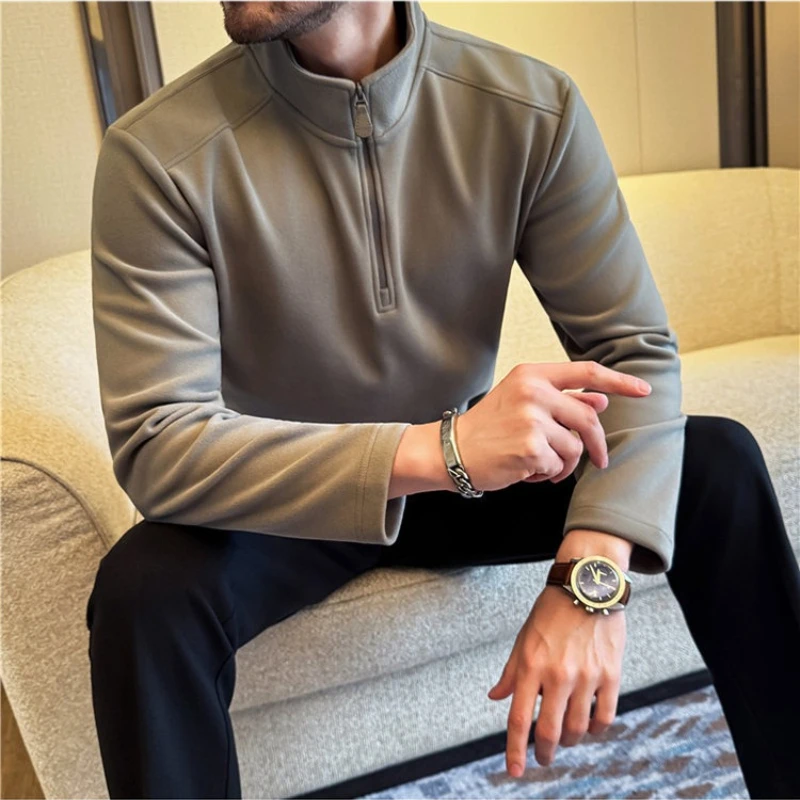 

Мужская термофлисовая кофта на молнии с длинным рукавом - теплый базовый слой для осени/зимы, удобный и стильный