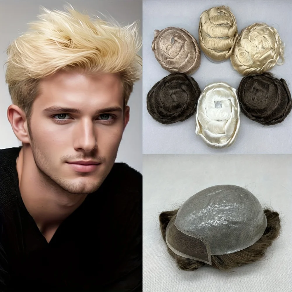 

Men'S Real Human Hair Toupee System - 8x10 Inches Thin Skin PU , Natural Wave Hairpieces, Ideal for Men, Versatile Hairpiece