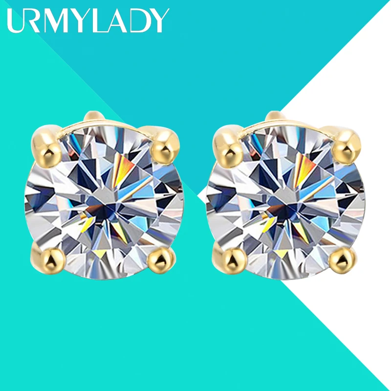 

URMYLADY Real 0.1-1 Carat D Color Moissanite Earrings For Women 100% 925 Sterling Silver Earring 2025 Trend Wedding Jewelry Gold