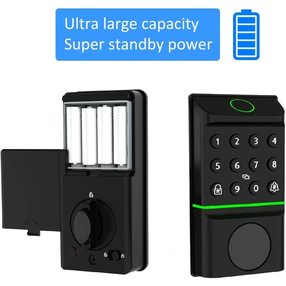 Smart Door Lock Set for Home,with Fingerprint Scanner, Keypad Entry, App Control, Black