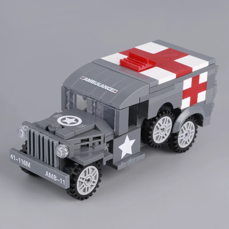 Décennie s de construction de véhicules médicaux militaires jeunesse WW2, figurines de soldats de l'armée allemande, camion, ville, ambulance, modèle MOC, briques, jouets pour enfants, cadeaux
