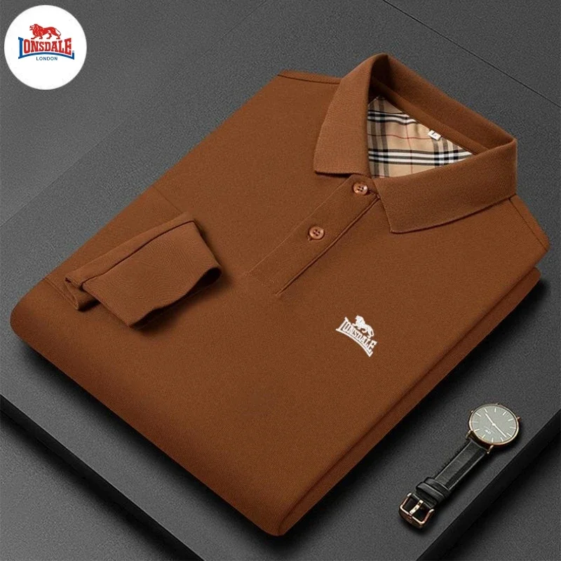 Spring and Autumn Men's High Quality Embroidered Cotton Long Sleeve Polo Shirt New Luxury Fashion Leisure Multi Functional Top